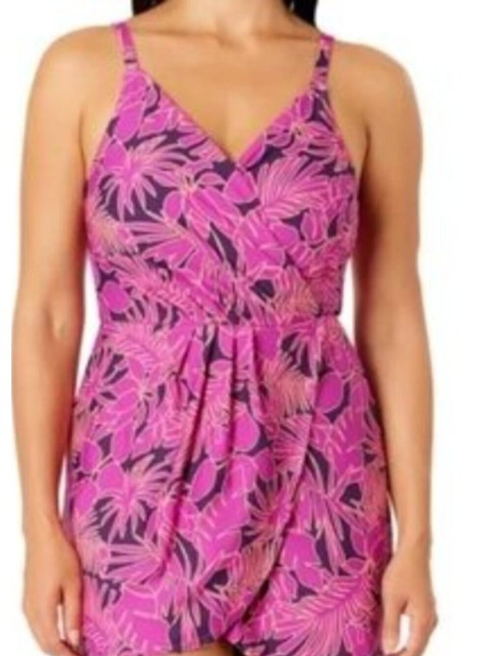 Lands' End Swimsuit One Piece Size S Swimdress UPF 50+ Removable Cups NWT